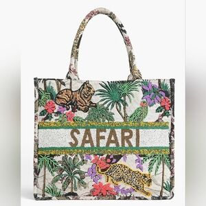 America & Beyond African Safari Embellished Tote NWT